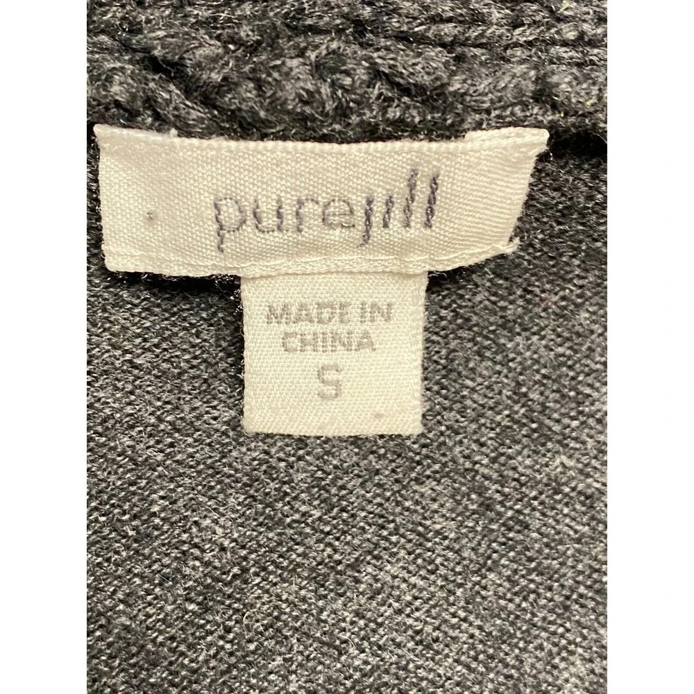 Pure J Jill Cardigan Small Gray Knit Open Front Pockets Cotton Cashmere Cozy